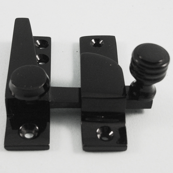 THD184/BLP • Non-Locking • Black Polished • Straight Arm Reeded Knob Sash Fastener